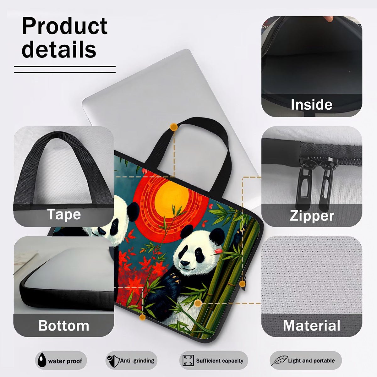 Panda Sunset Laptop Bag - Gregg Acini Adoree Designs - Computer Bag