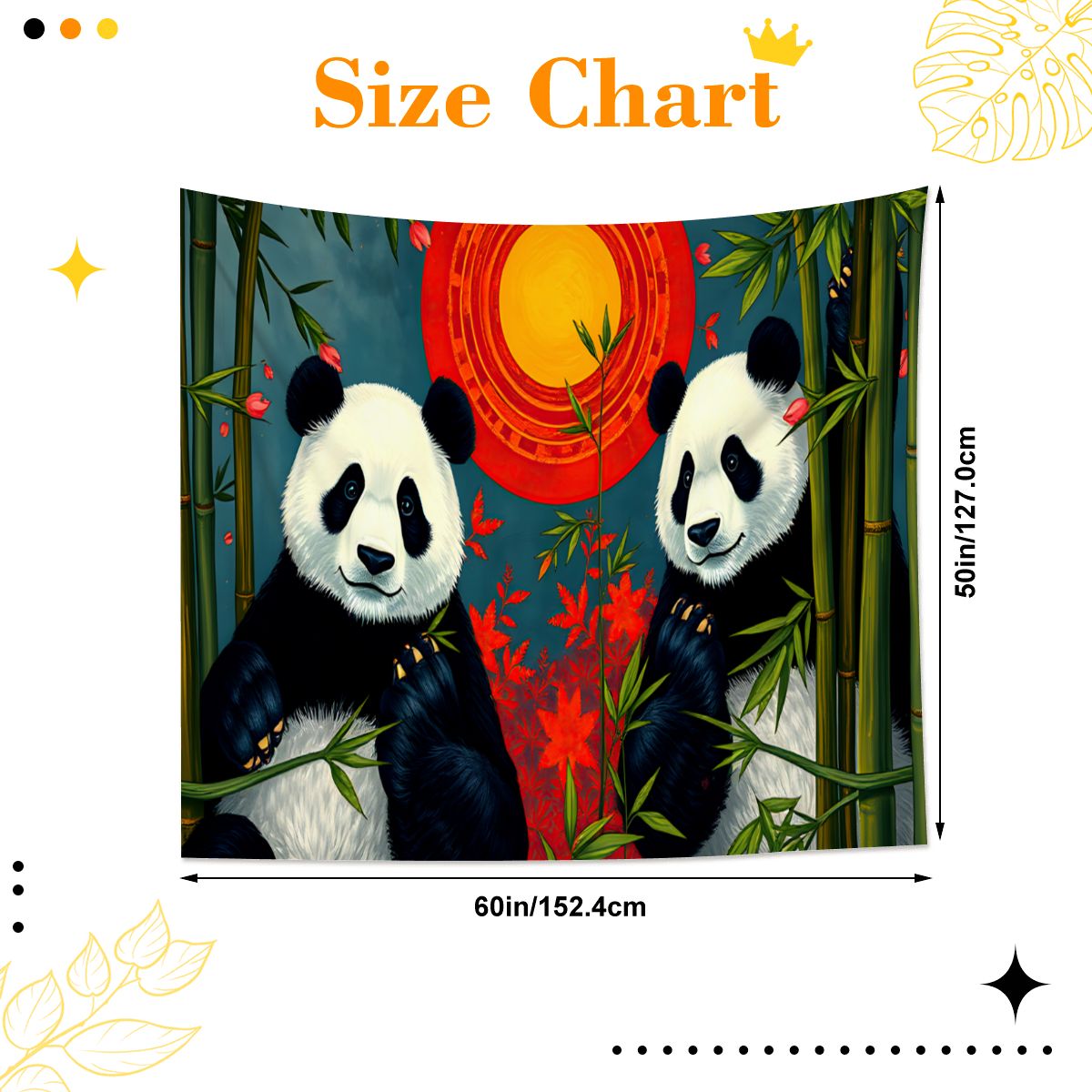 Panda Sunset Lightweight Wall Tapestry (Fabric Wall Hanging - USA) - Gregg Acini Adoree Designs - Wall Coverings