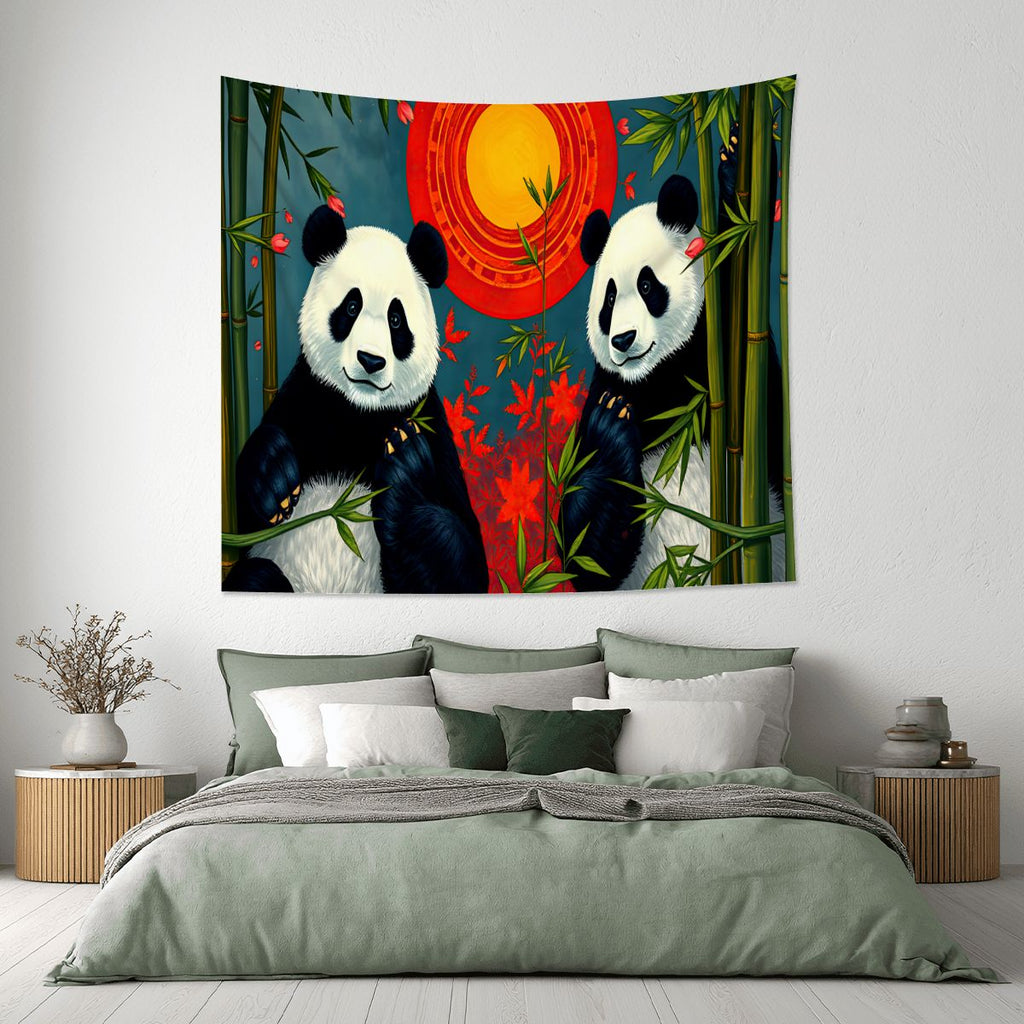 Panda Sunset Lightweight Wall Tapestry (Fabric Wall Hanging - USA) - Gregg Acini Adoree Designs - Wall Coverings
