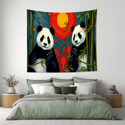 Panda Sunset Lightweight Wall Tapestry (Fabric Wall Hanging - USA) - Gregg Acini Adoree Designs - Wall Coverings