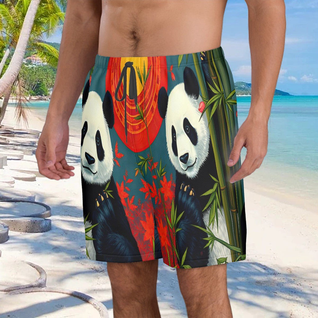 Panda Sunset Men's Beach Shorts - Gregg Acini Adoree Designs - Swimsuit