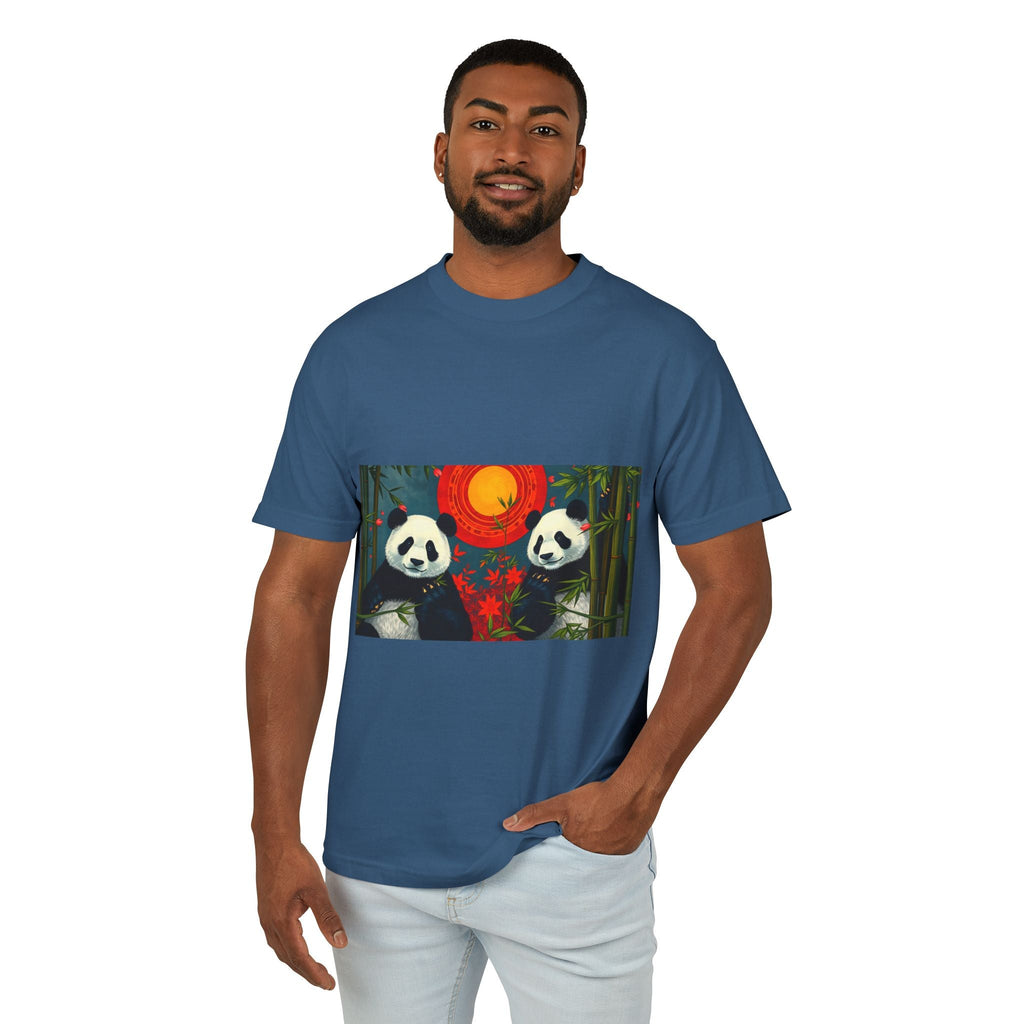 Panda Sunset Unisex Heavyweight Tee - Perfect for Animal Lovers - Gregg Acini Adoree Designs - T-Shirt
