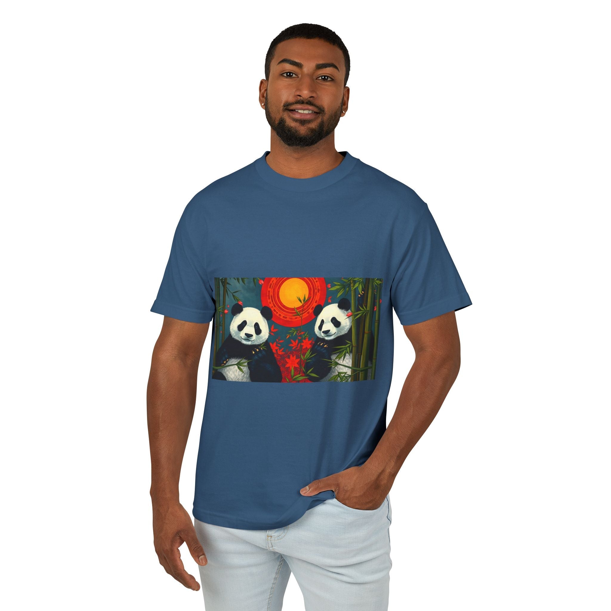 Panda Sunset Unisex Heavyweight Tee - Perfect for Animal Lovers - Gregg Acini Adoree Designs - T-Shirt