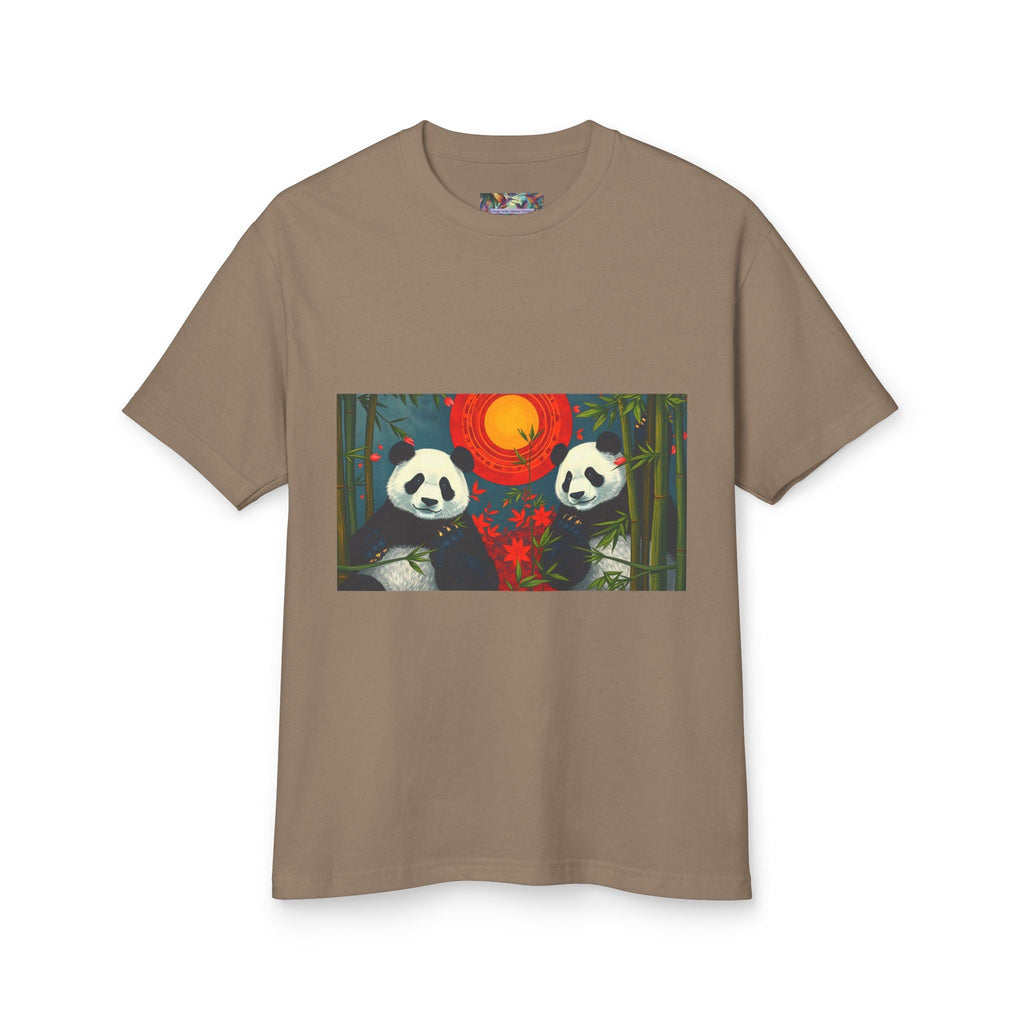 Panda Sunset Unisex Heavyweight Tee - Perfect for Animal Lovers - Gregg Acini Adoree Designs - T-Shirt