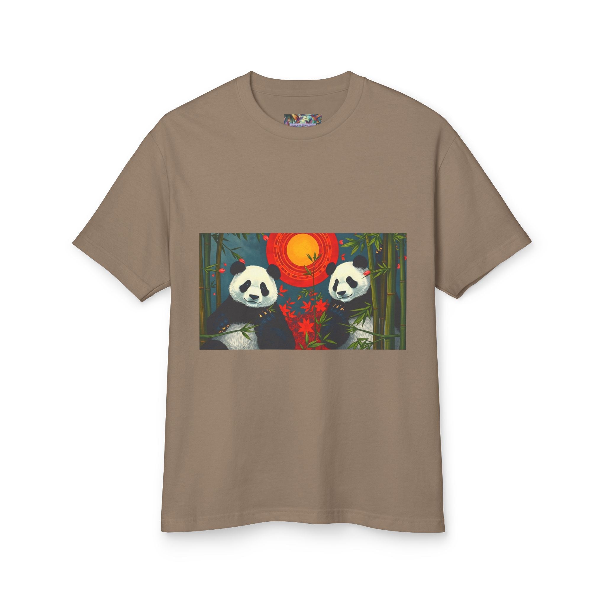Panda Sunset Unisex Heavyweight Tee - Perfect for Animal Lovers - Gregg Acini Adoree Designs - T-Shirt
