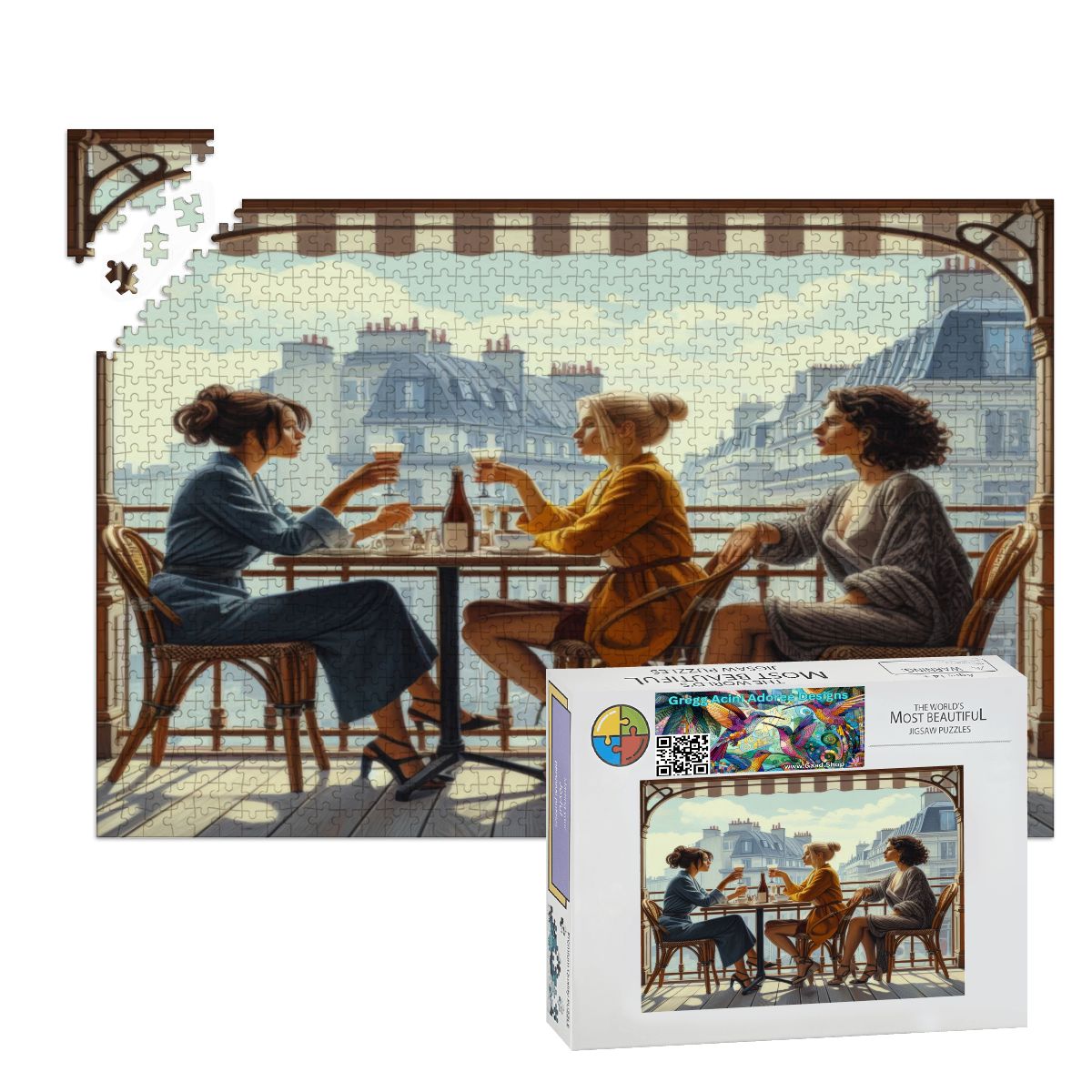Paris Balcony Wooden Jigsaw Puzzles 1000 pcs - Gregg Acini Adoree Designs - Jigsaw Puzzle