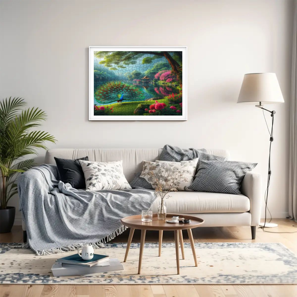 Peacock and Rhododendrons - Wooden Jigsaw Puzzles 500 pcs (Horizontal) - Gregg Acini Adoree Designs - Jigsaw Puzzle