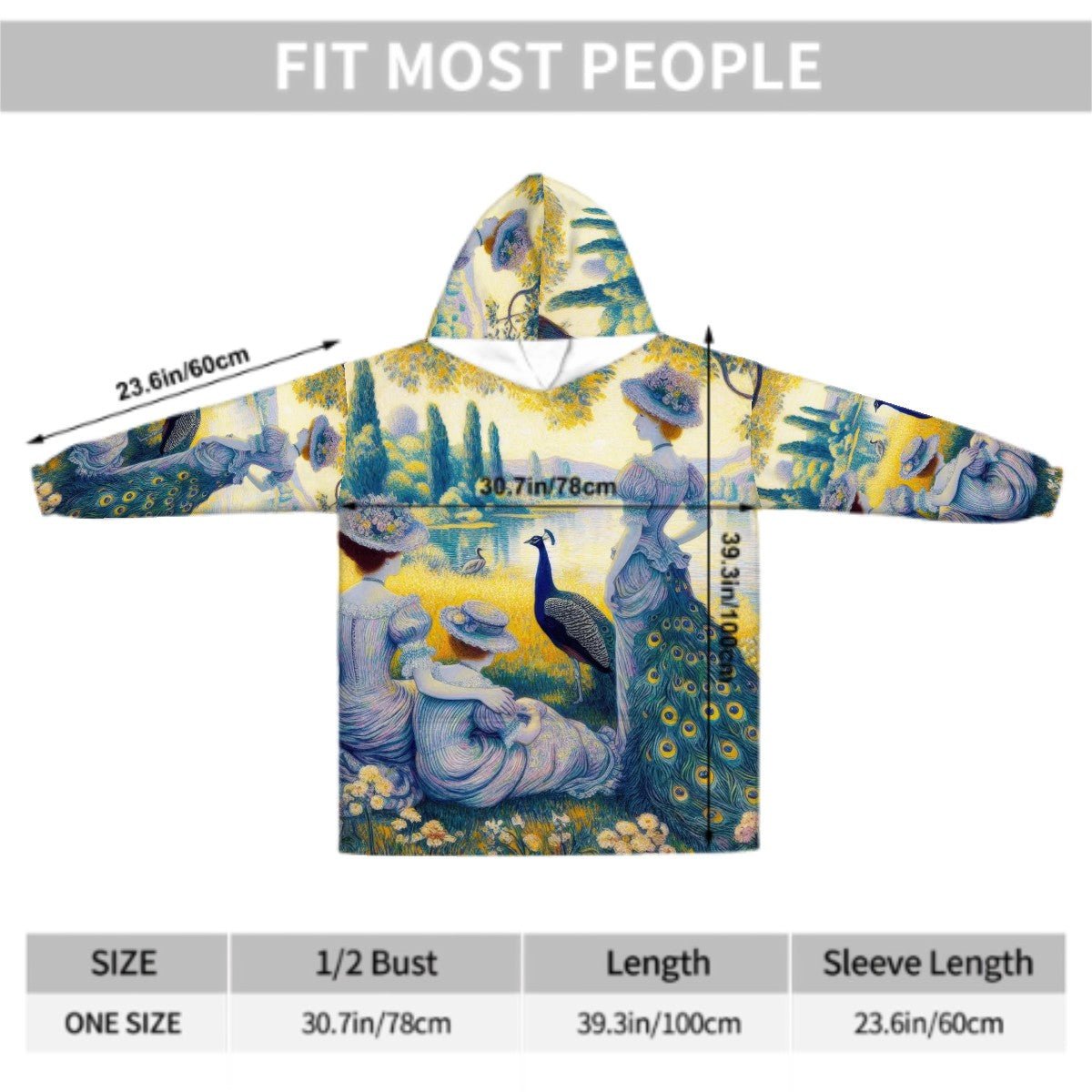 Peacock Lady With Friends Adult Blanket Hoodie - Gregg Acini Adoree Designs - Hooded Blanket