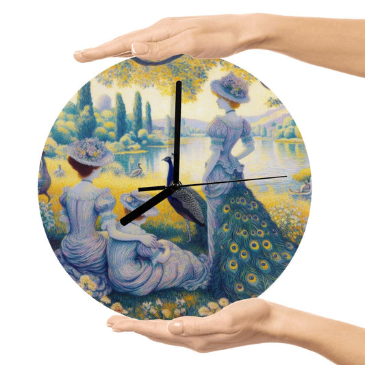 Peacock Lady with Friends MDF Wall Clock (Made in USA) - Gregg Acini Adoree Designs - Wall Clock