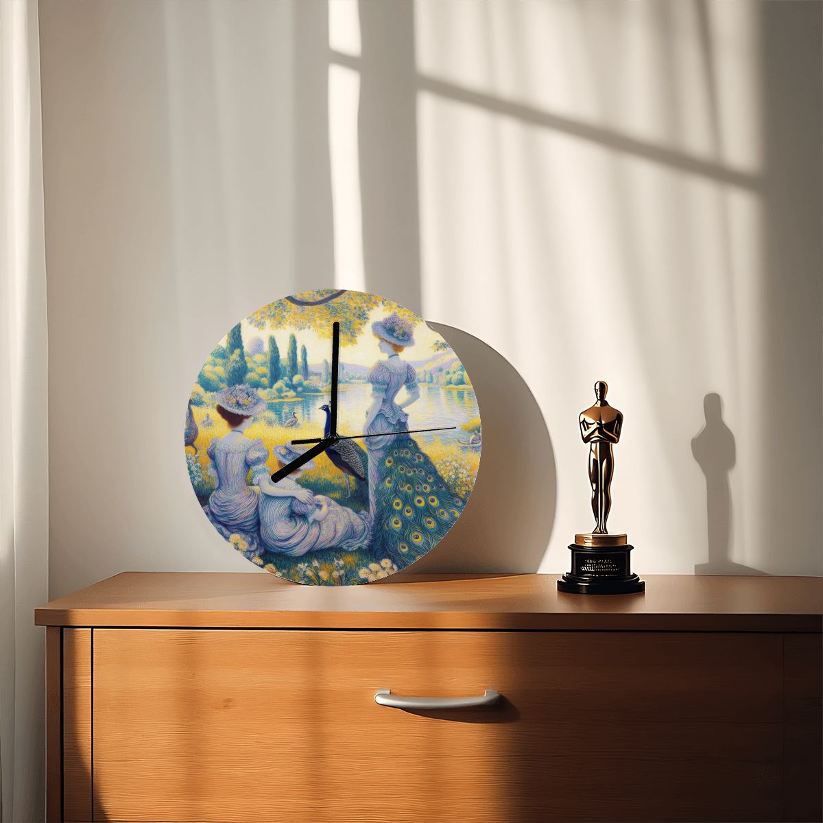 Peacock Lady with Friends MDF Wall Clock (Made in USA) - Gregg Acini Adoree Designs - Wall Clock