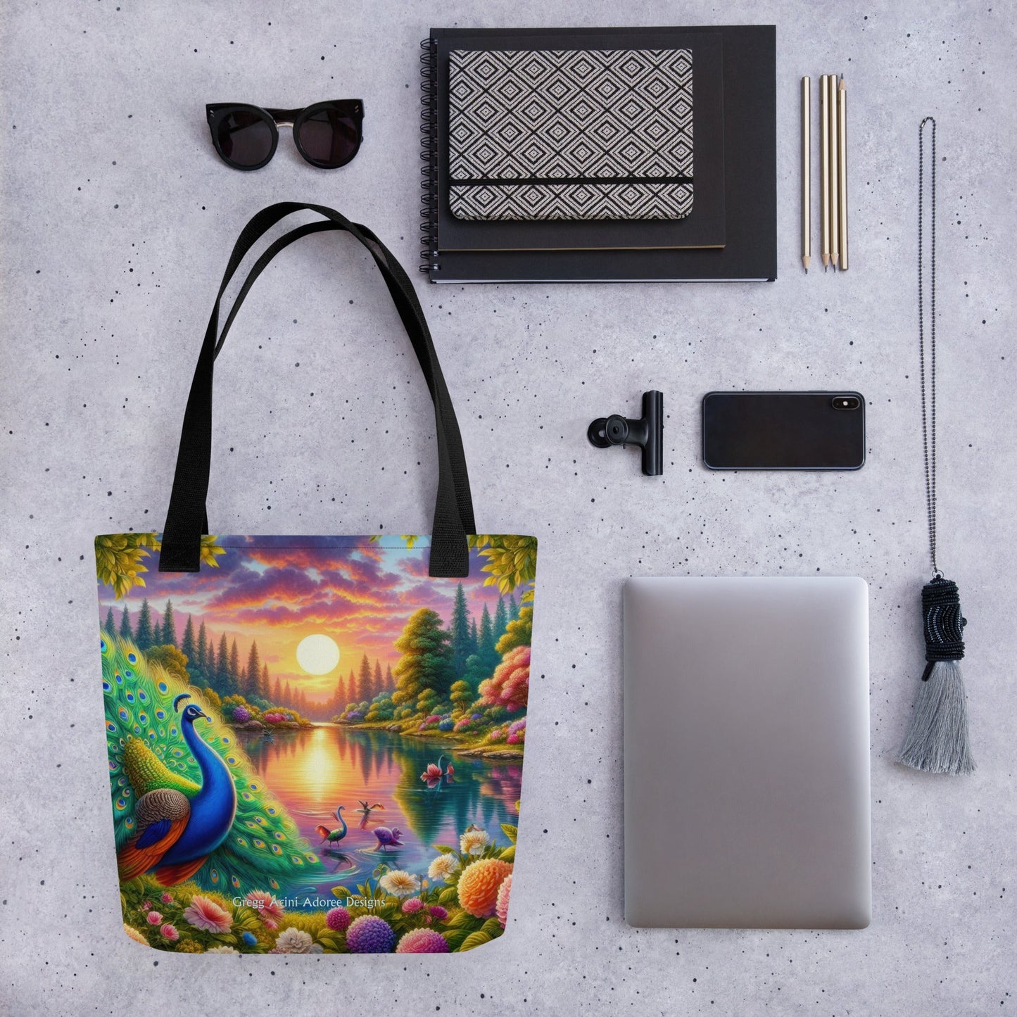 Peacock Sunset Tote bag - Gregg Acini Adoree Designs - 