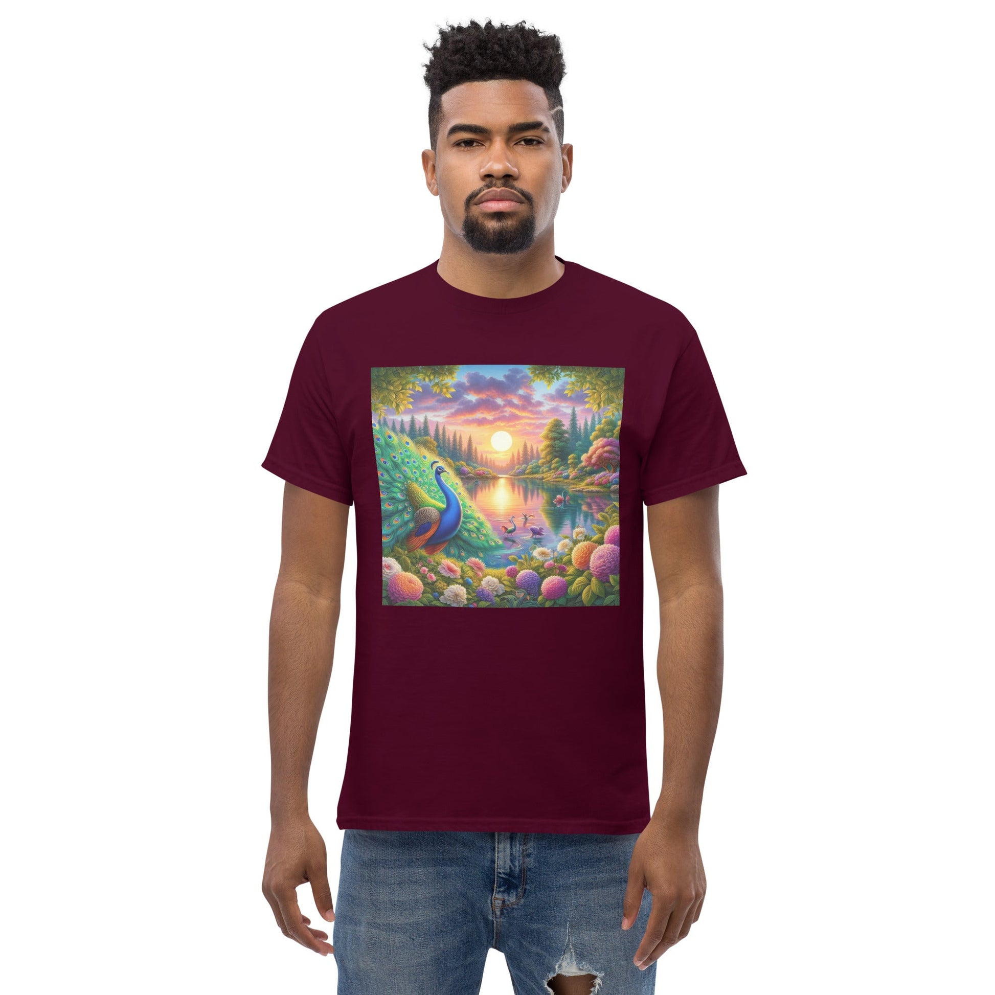 Peacock Sunset Unisex classic tee - Gregg Acini Adoree Designs - T-Shirt
