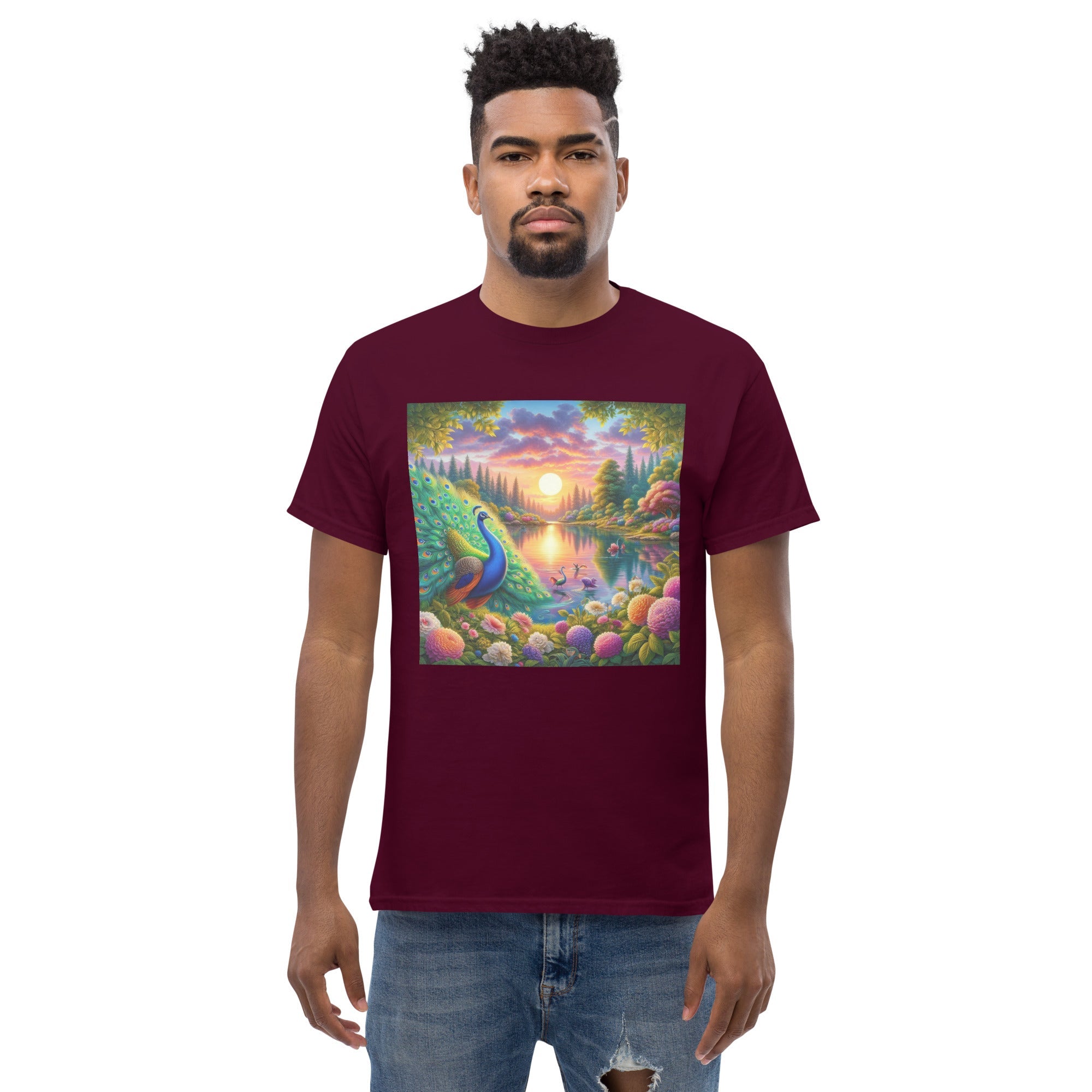 Peacock Sunset Unisex classic tee - Gregg Acini Adoree Designs - T-Shirt