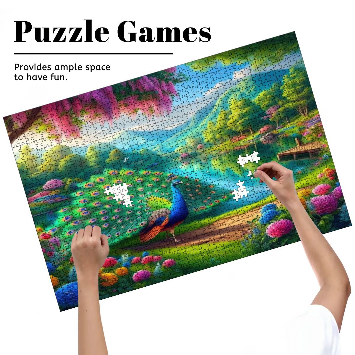 Peacock Under Wisteria Wooden Jigsaw Puzzles 1000 pcs - Gregg Acini Adoree Designs - Jigsaw Puzzle