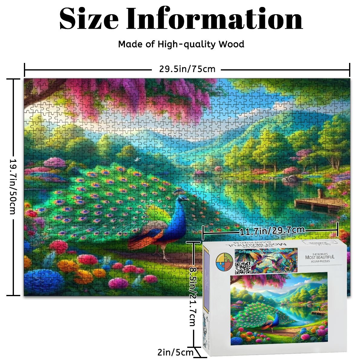 Peacock Under Wisteria Wooden Jigsaw Puzzles 1000 pcs - Gregg Acini Adoree Designs - Jigsaw Puzzle