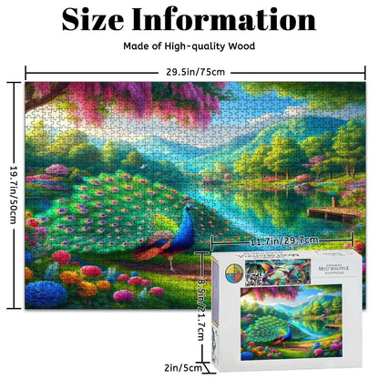 Peacock Under Wisteria Wooden Jigsaw Puzzles 1000 pcs - Gregg Acini Adoree Designs - Jigsaw Puzzle