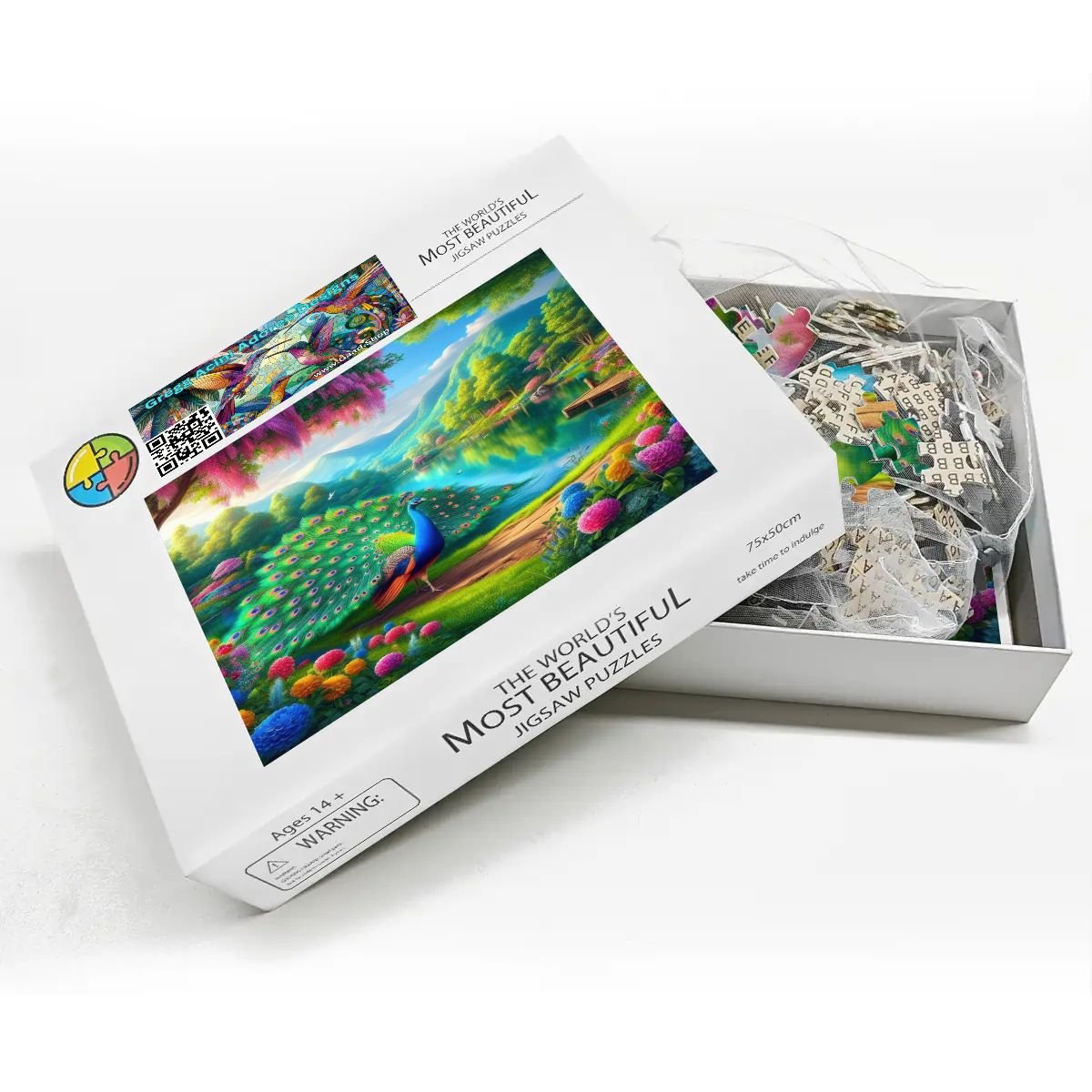 Peacock Under Wisteria Wooden Jigsaw Puzzles 1000 pcs - Gregg Acini Adoree Designs - Jigsaw Puzzle