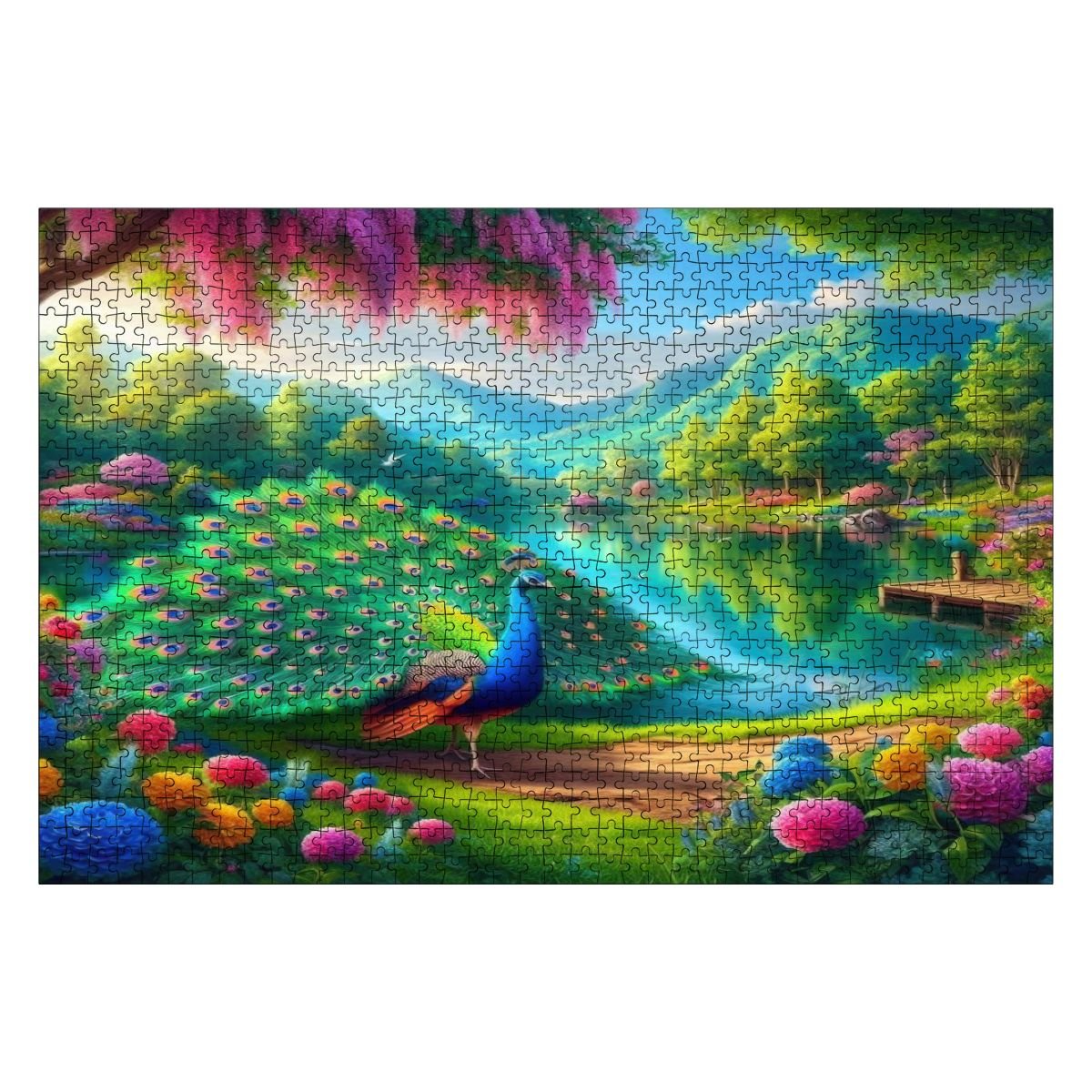 Peacock Under Wisteria Wooden Jigsaw Puzzles 1000 pcs - Gregg Acini Adoree Designs - Jigsaw Puzzle