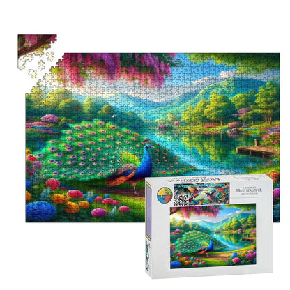 Peacock Under Wisteria Wooden Jigsaw Puzzles 1000 pcs - Gregg Acini Adoree Designs - Jigsaw Puzzle