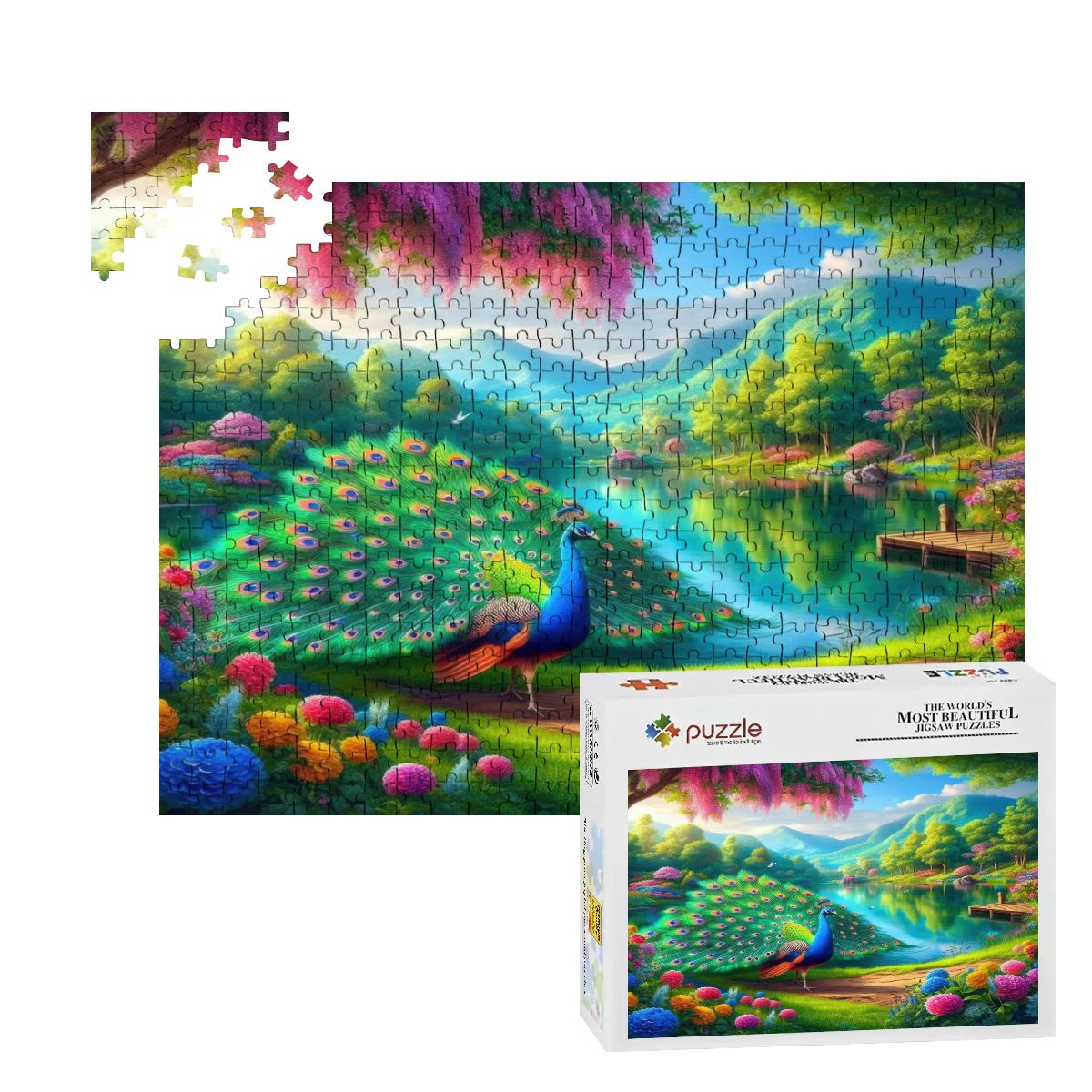 Peacock Under Wisteria Wooden Jigsaw Puzzles 500 pcs - Gregg Acini Adoree Designs - Jigsaw Puzzle