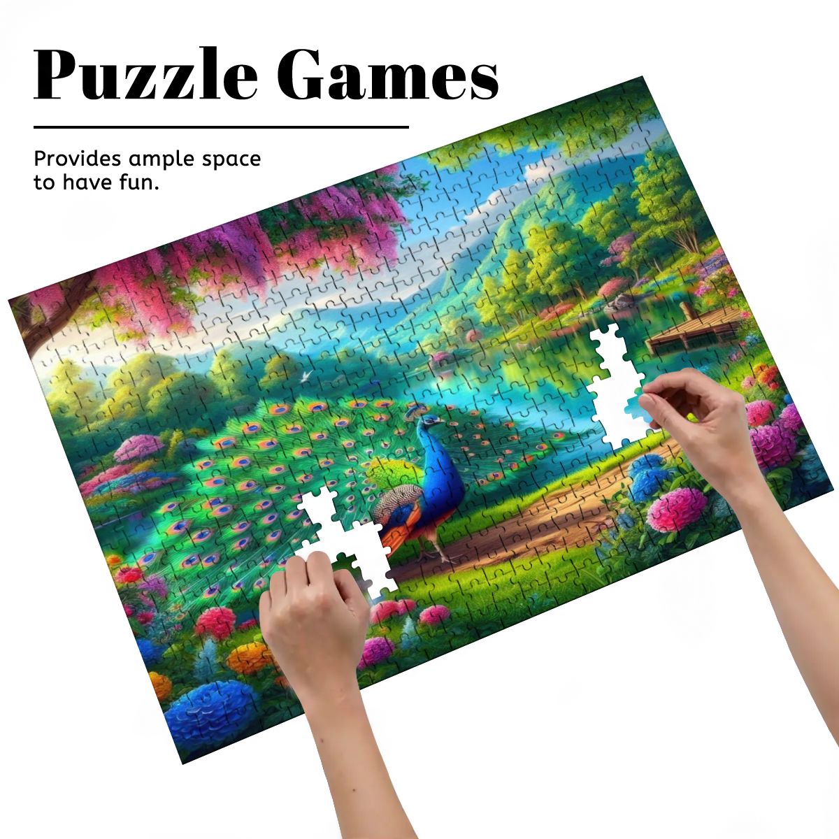 Peacock Under Wisteria Wooden Jigsaw Puzzles 500 pcs - Gregg Acini Adoree Designs - Jigsaw Puzzle