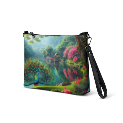 Peacock with Rhododendrons Crossbody bag - Gregg Acini Adoree Designs - Handbag
