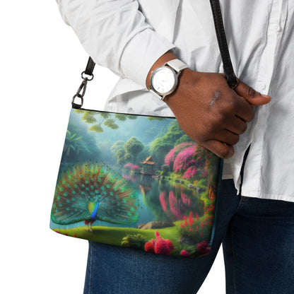 Peacock with Rhododendrons Crossbody bag - Gregg Acini Adoree Designs - Handbag