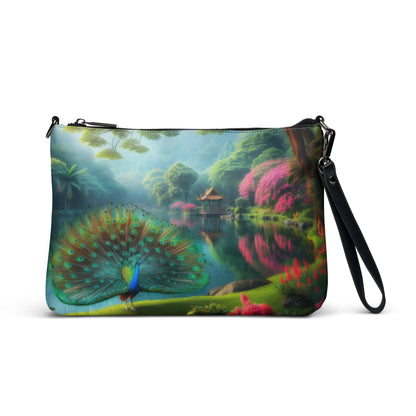 Peacock with Rhododendrons Crossbody bag - Gregg Acini Adoree Designs - Handbag