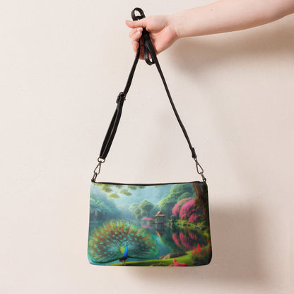 Peacock with Rhododendrons Crossbody bag - Gregg Acini Adoree Designs - Handbag