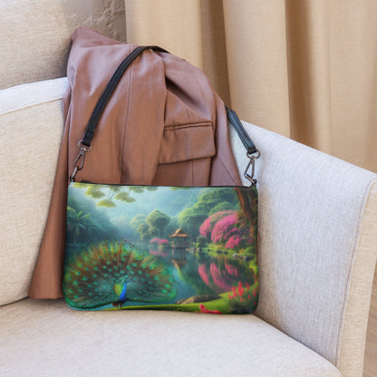 Peacock with Rhododendrons Crossbody bag - Gregg Acini Adoree Designs - Handbag