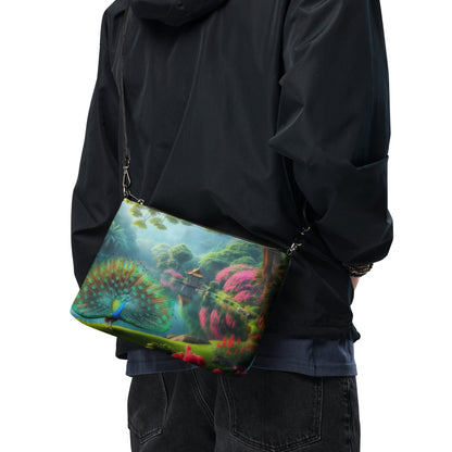 Peacock with Rhododendrons Crossbody bag - Gregg Acini Adoree Designs - Handbag