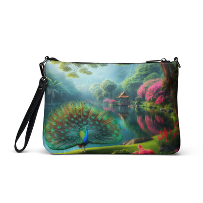 Peacock with Rhododendrons Crossbody bag - Gregg Acini Adoree Designs - Handbag