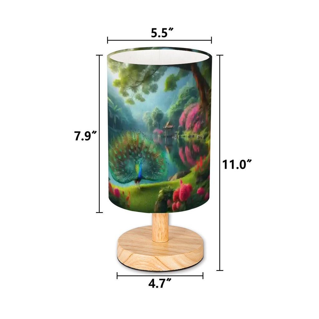 Peacock with Rhododendrons Cylindrical Table Lamp - Gregg Acini Adoree Designs - Lamp