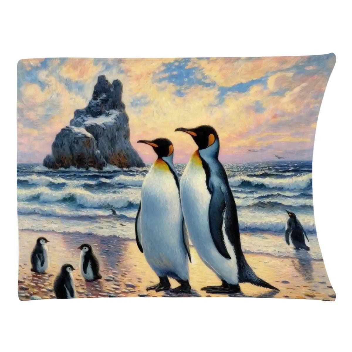 Penguin Family 300 GSM Flannel Throw Blanket (Made in USA) - Gregg Acini Adoree Designs - Blanket