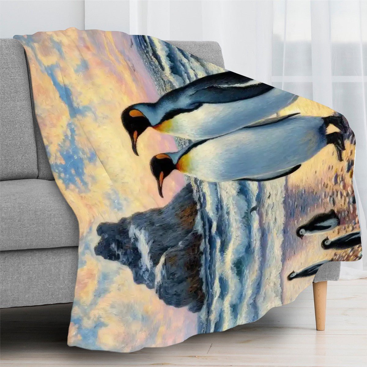 Penguin Family 300 GSM Flannel Throw Blanket (Made in USA) - Gregg Acini Adoree Designs - Blanket