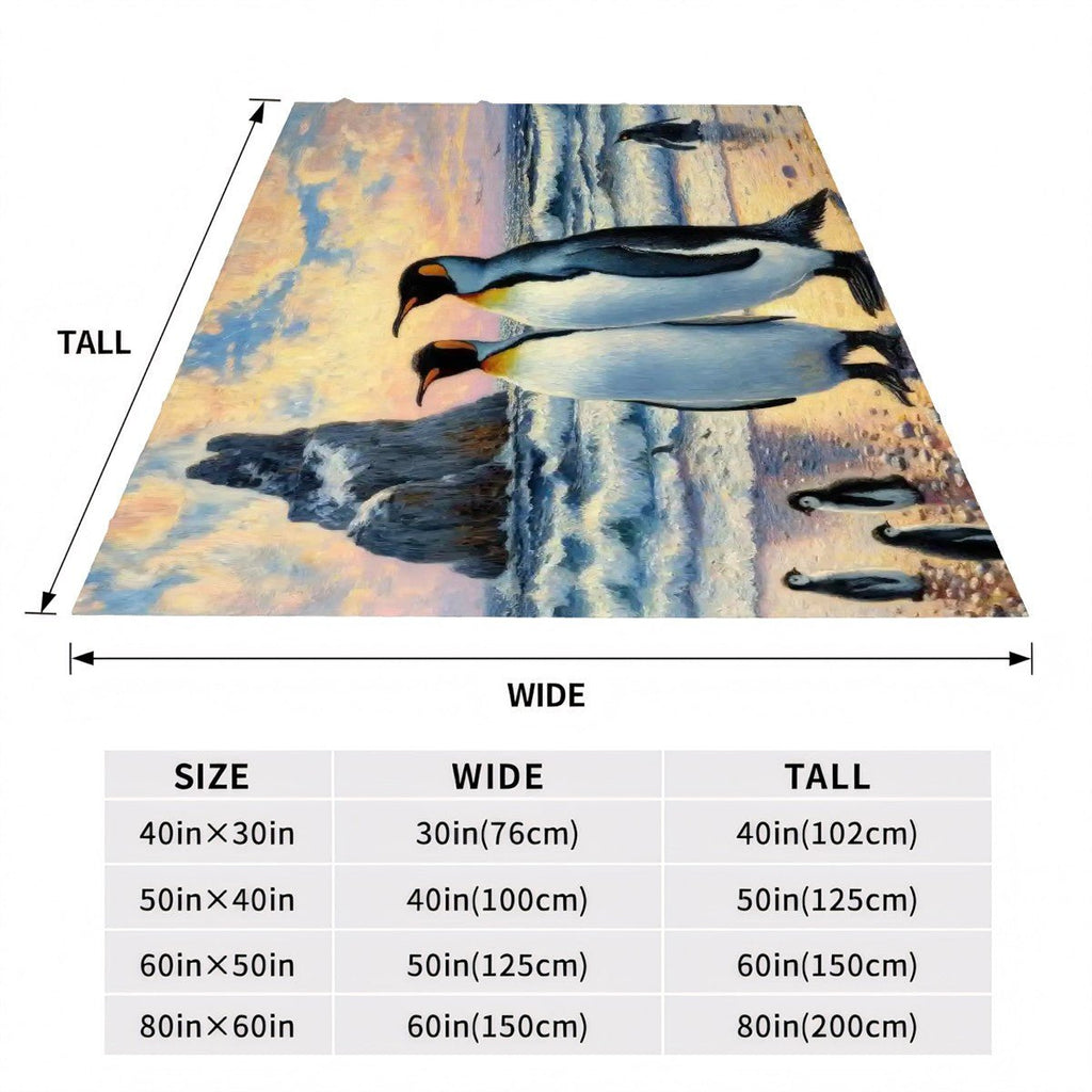 Penguin Family 300 GSM Flannel Throw Blanket (Made in USA) - Gregg Acini Adoree Designs - Blanket