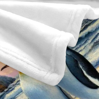 Penguin Family 300 GSM Flannel Throw Blanket (Made in USA) - Gregg Acini Adoree Designs - Blanket