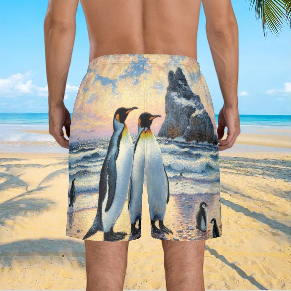 Penguin Family Men's Beach Shorts - Gregg Acini Adoree Designs - Swimsuit