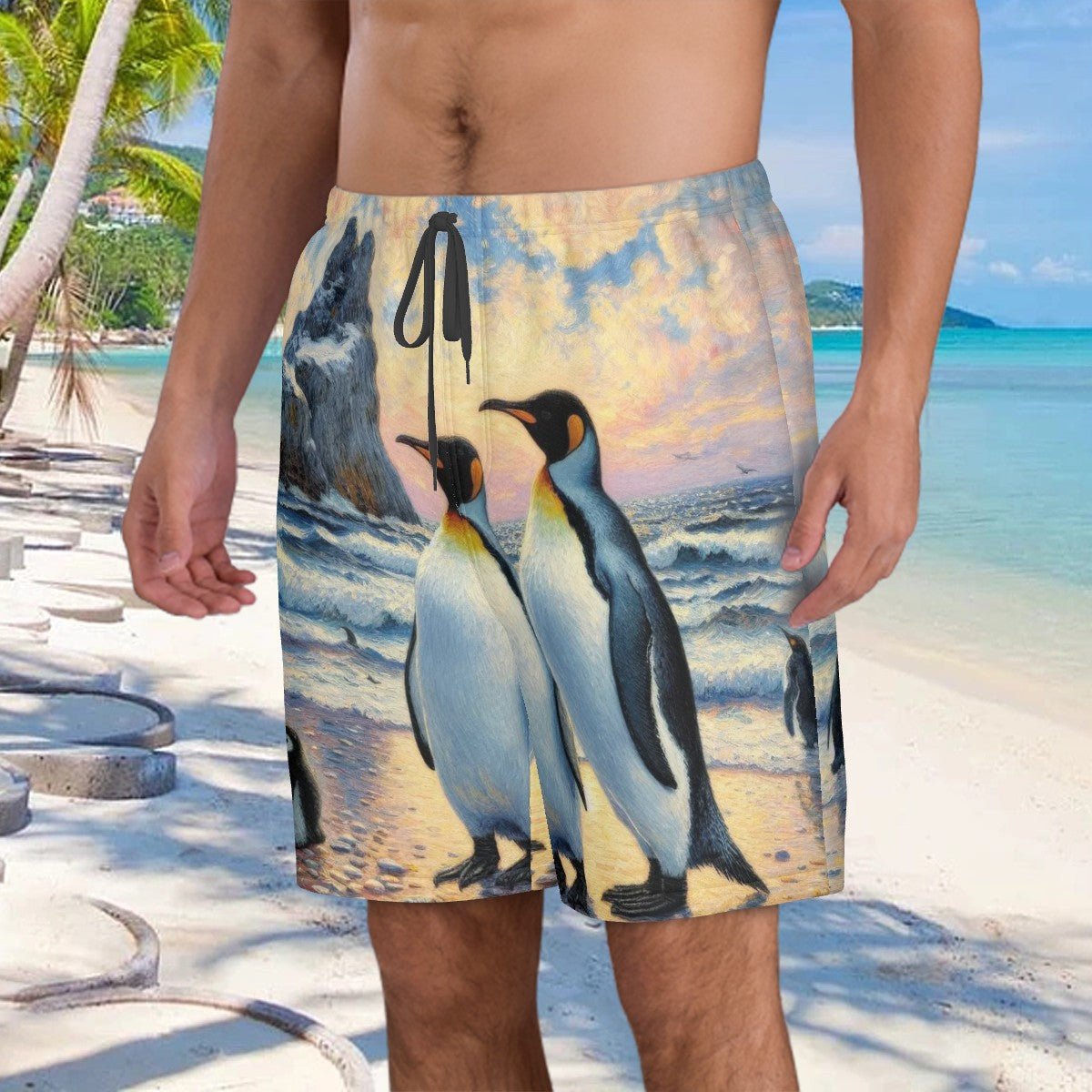 Penguin Family Men's Beach Shorts - Gregg Acini Adoree Designs - Swimsuit
