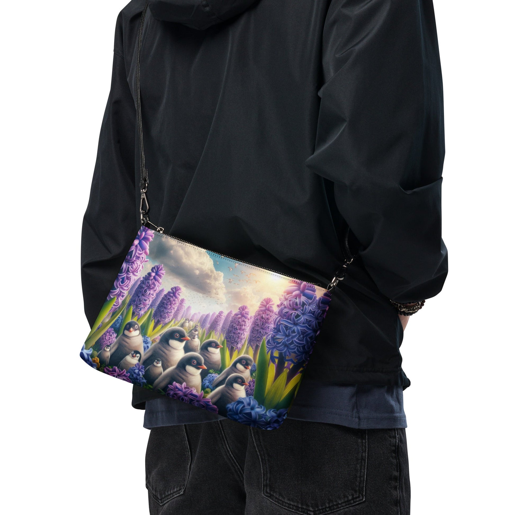 Penguins and Hyacinths Crossbody bag - Gregg Acini Adoree Designs - Handbag