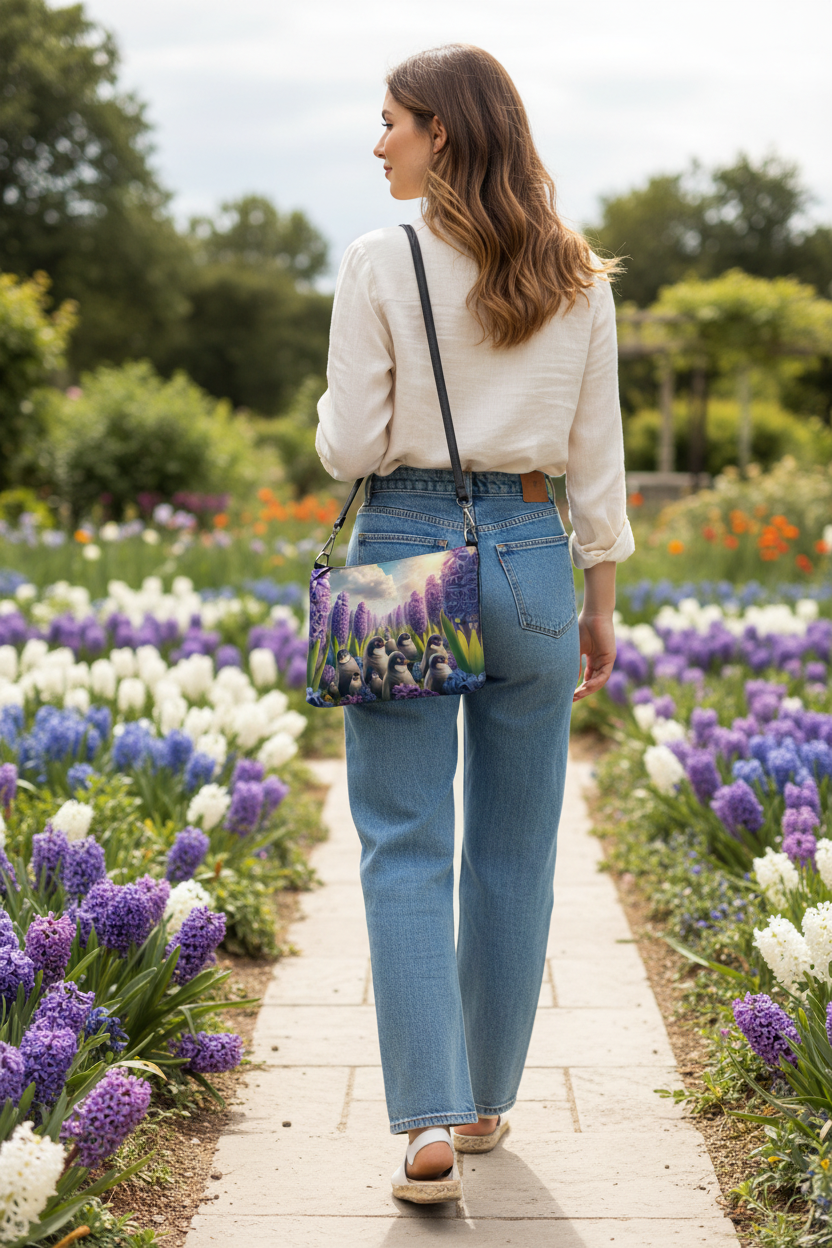 Penguins and Hyacinths Crossbody Lifestyle v2