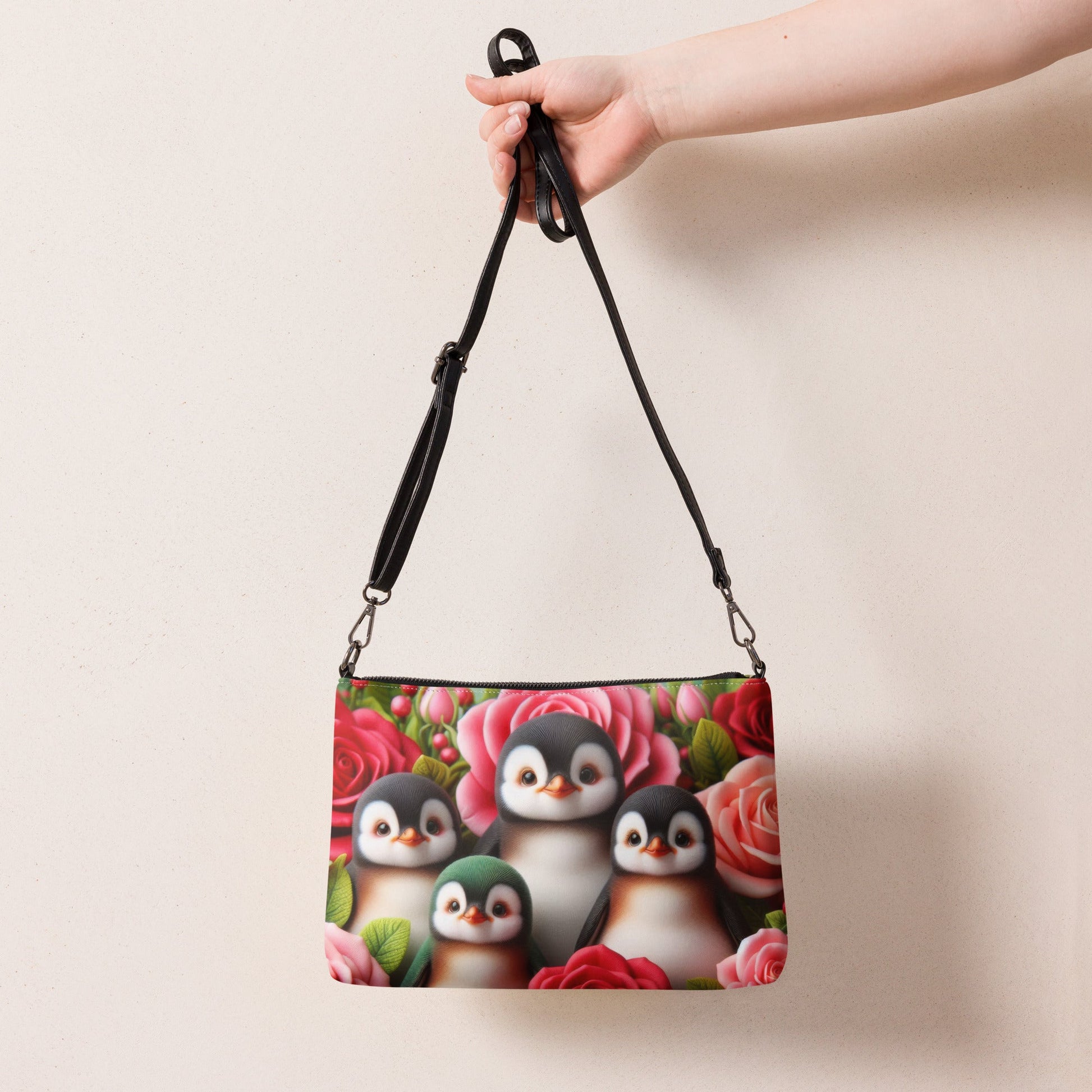 Penguins and Roses Crossbody bag - Gregg Acini Adoree Designs - Handbag