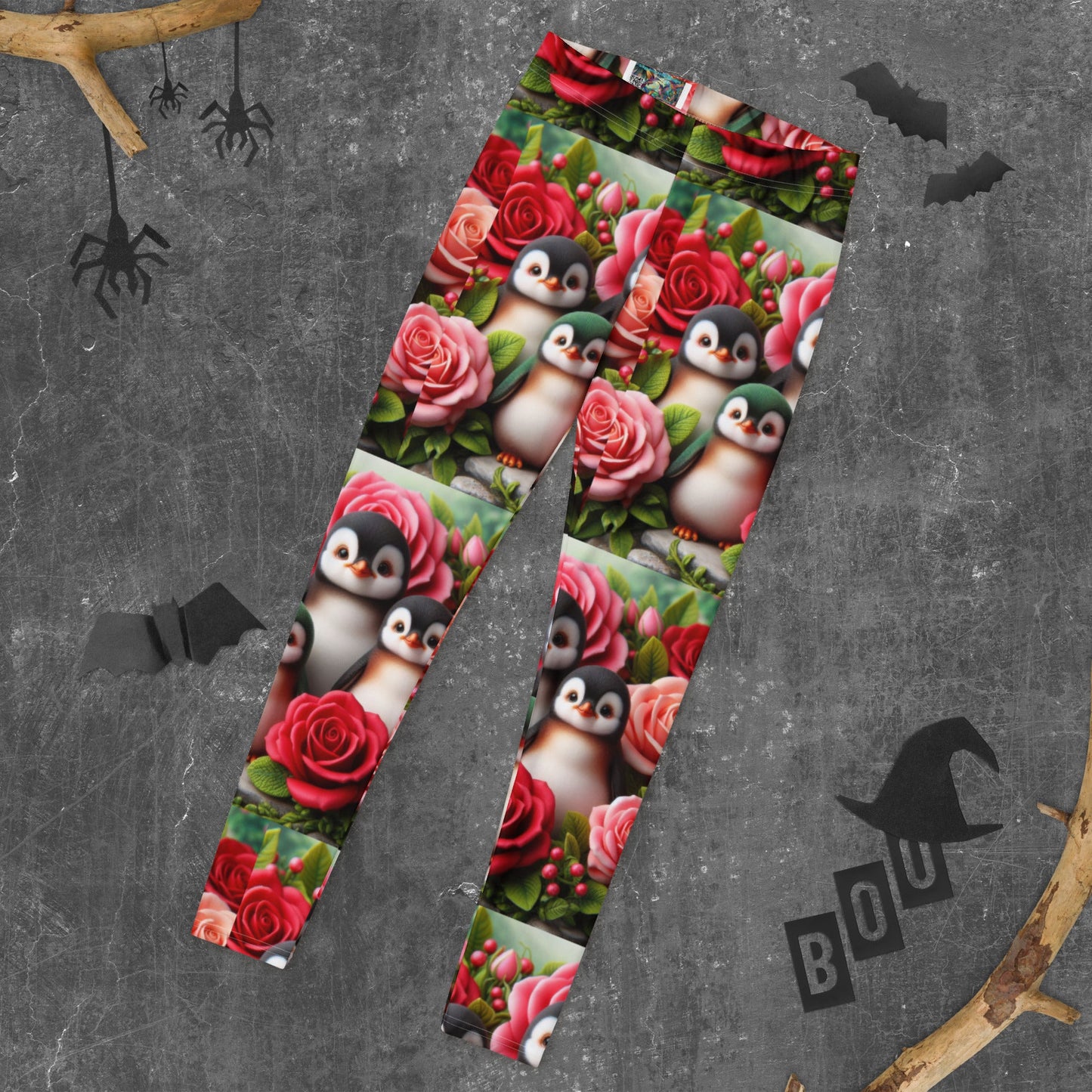 Penguins and Roses Leggings - Gregg Acini Adoree Designs - Leggings