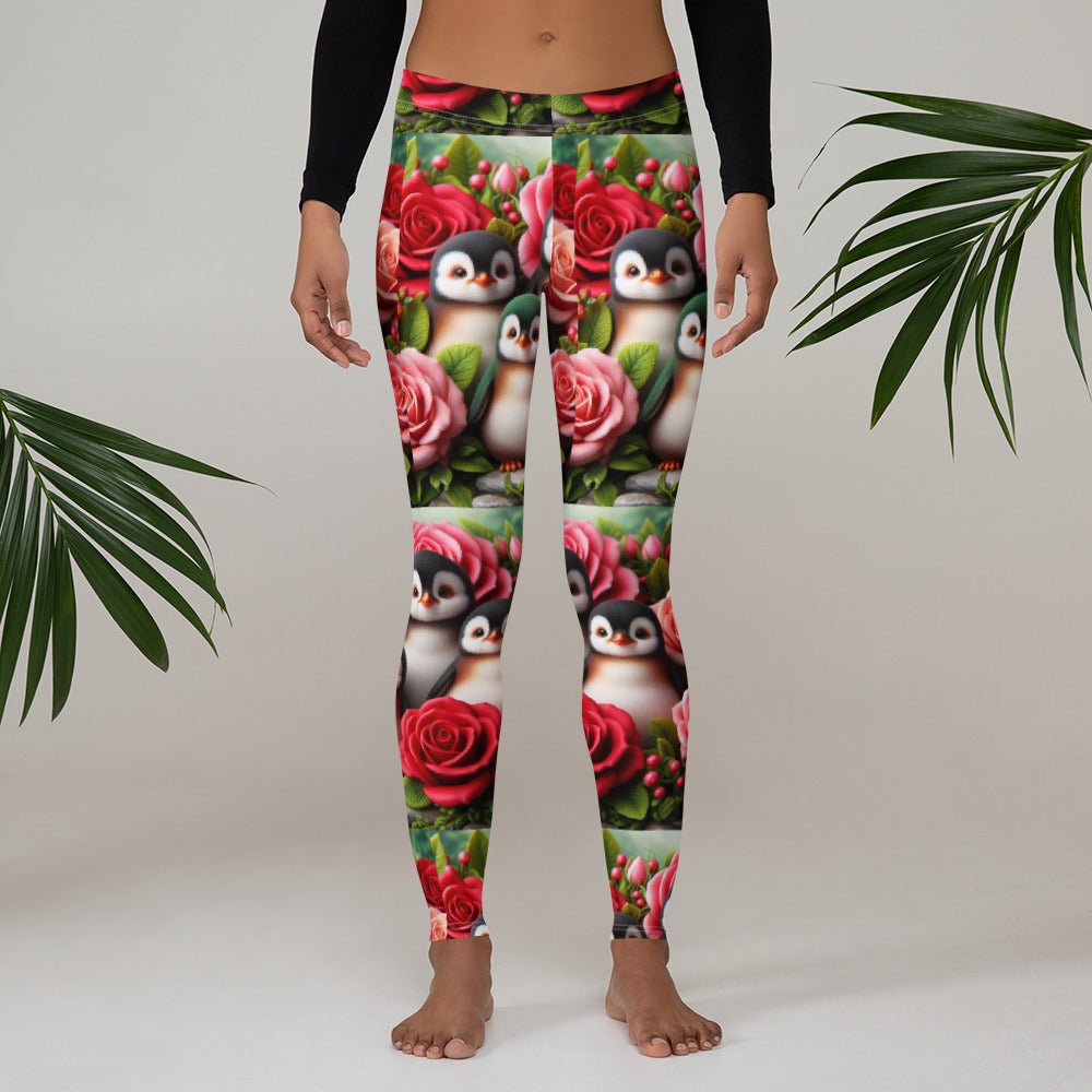 Penguins and Roses Leggings - Gregg Acini Adoree Designs - Leggings