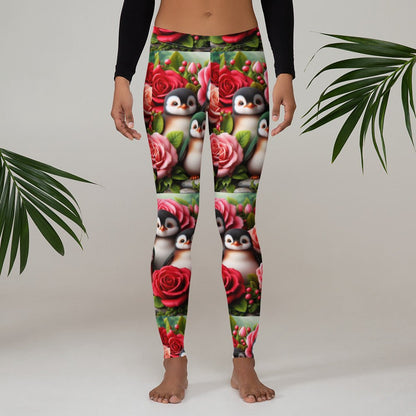 Penguins and Roses Leggings - Gregg Acini Adoree Designs - Leggings