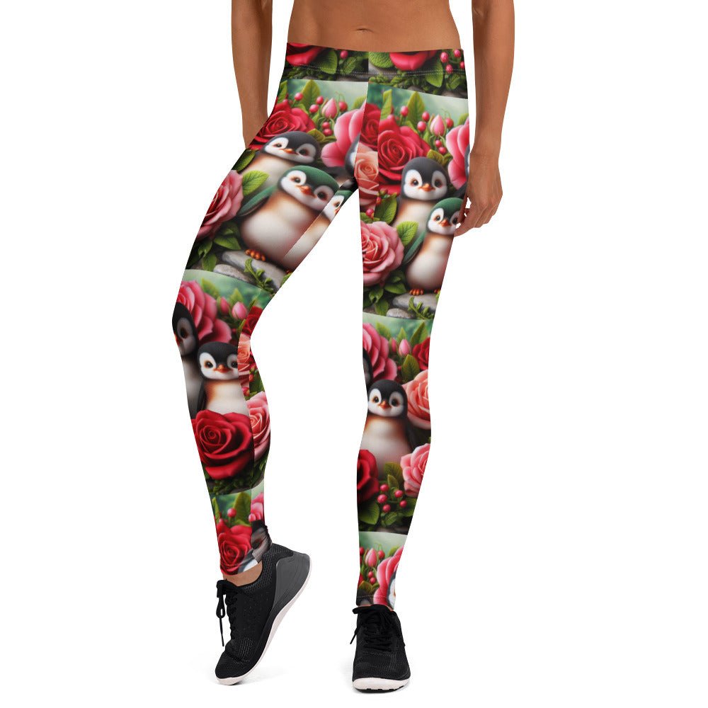 Penguins and Roses Leggings - Gregg Acini Adoree Designs - Leggings
