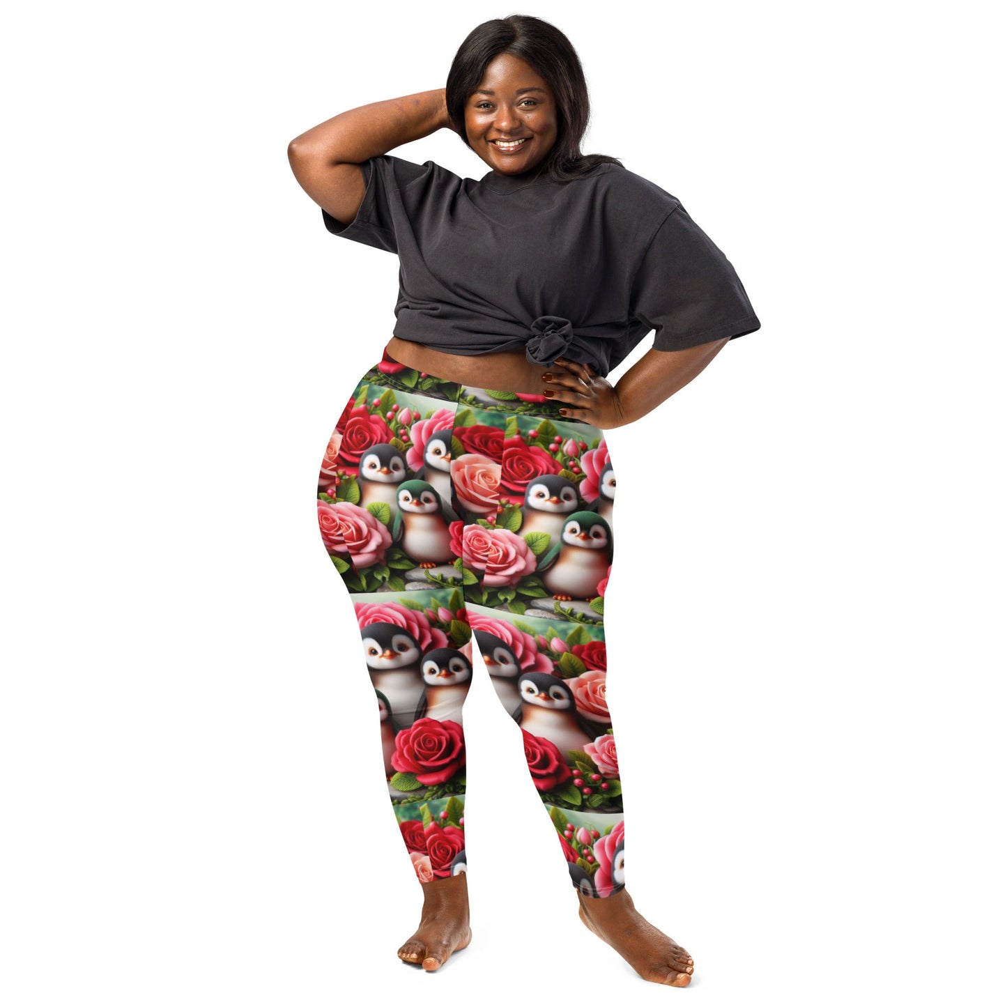 Penguins and Roses Leggings - Gregg Acini Adoree Designs - Leggings