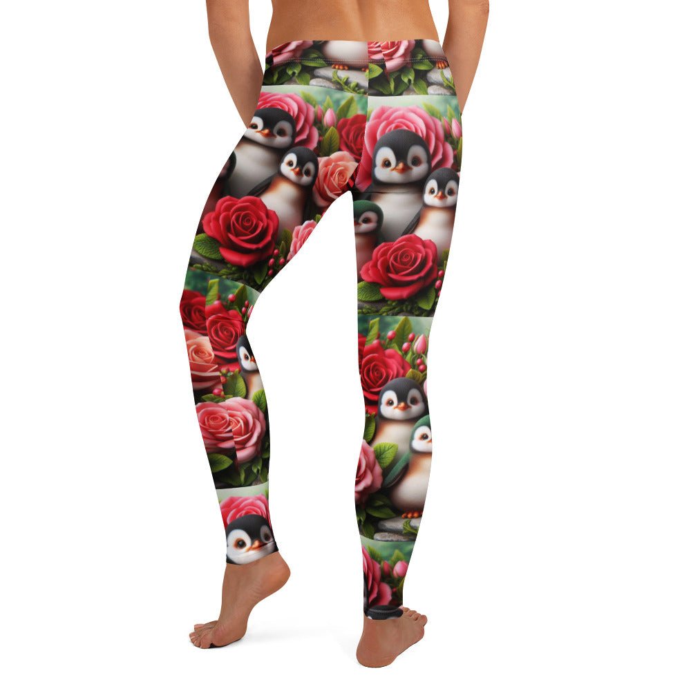 Penguins and Roses Leggings - Gregg Acini Adoree Designs - Leggings