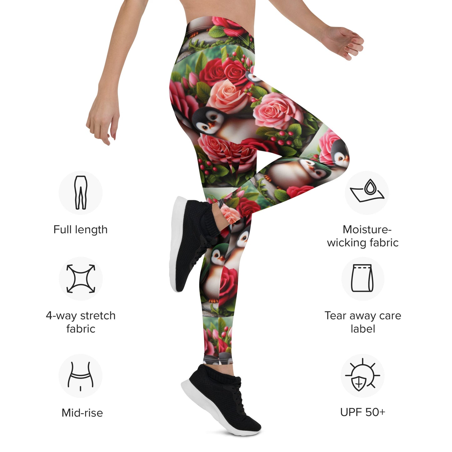 Penguins and Roses Leggings - Gregg Acini Adoree Designs - Leggings