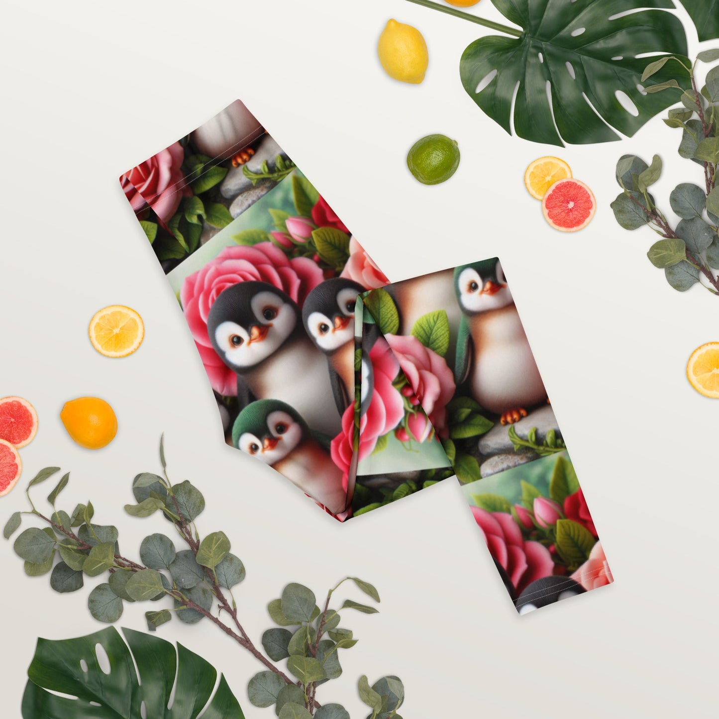 Penguins and Roses Leggings - Gregg Acini Adoree Designs - Leggings